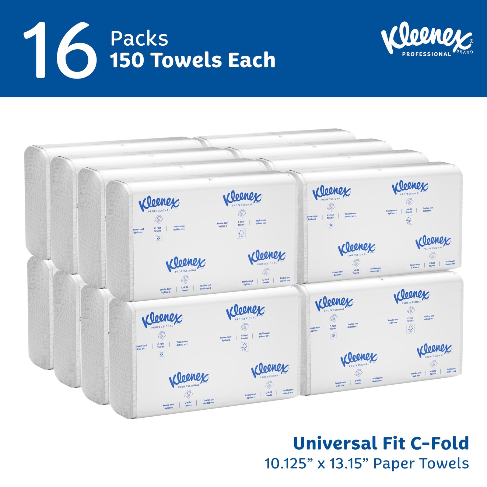 Professional Universal C-Fold Folded Paper Towels, Bulk (01500), Absorbent, W…