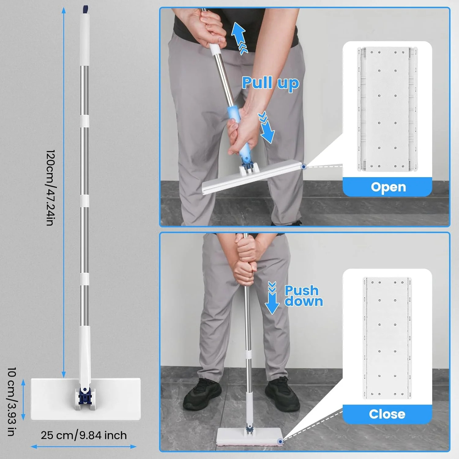 Snap Grip Mini Mop with 6 Washable Pads, Lazy Dry Wet Mops Household Items for W