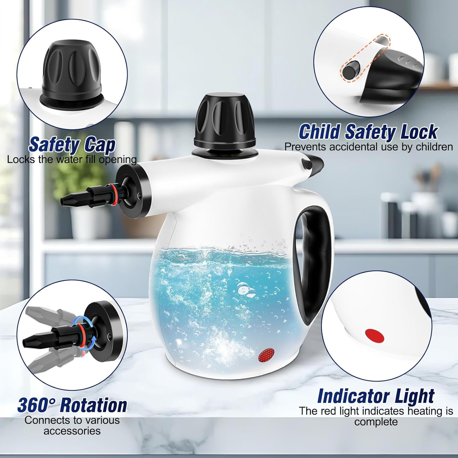 Handheld Steam Cleaner Portable Steamer Multipurpose Cleaning 12 pcs Accessories