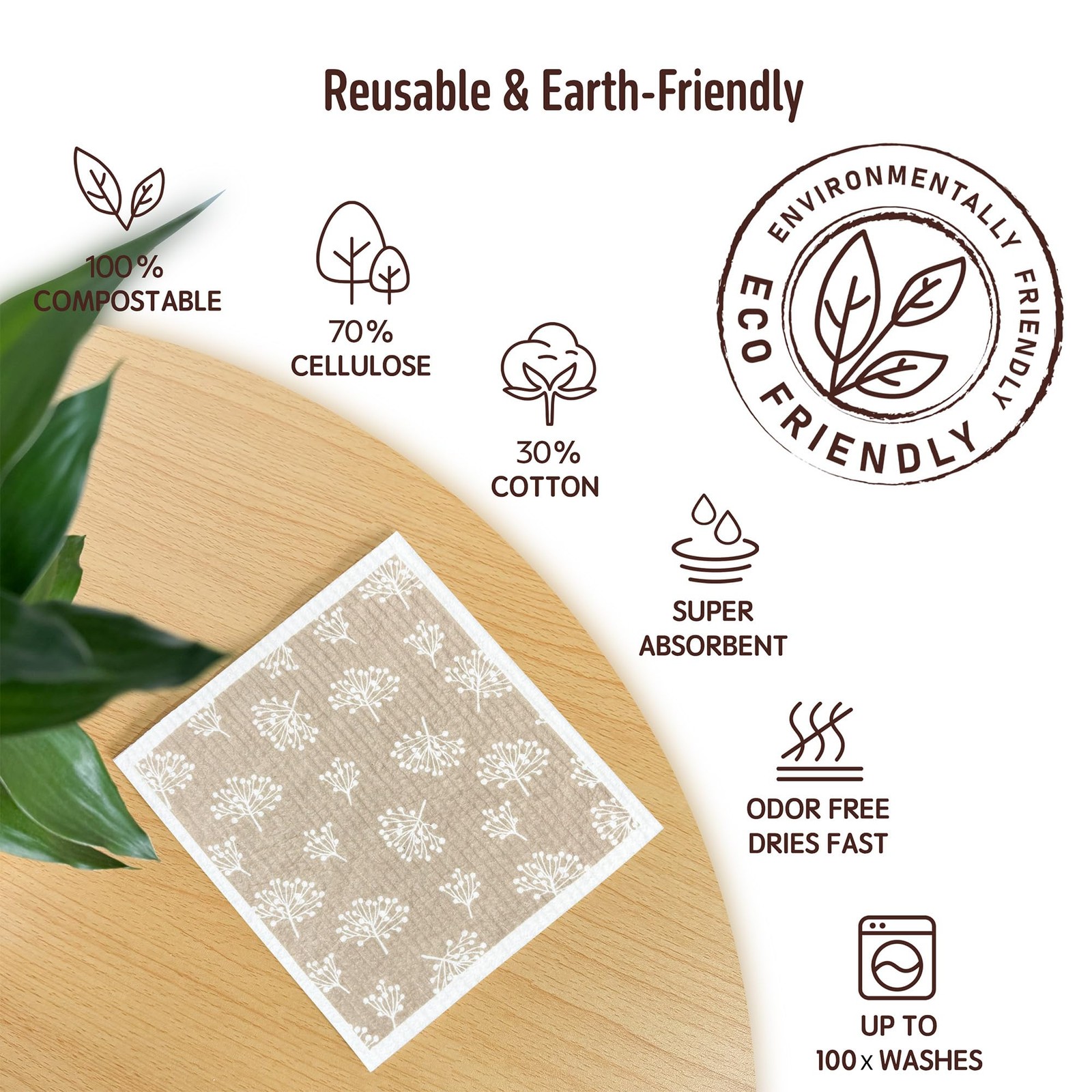 Augine Swedish Dishcloths for Kitchen, 5 Pack Reusable Paper Towels Washable,…