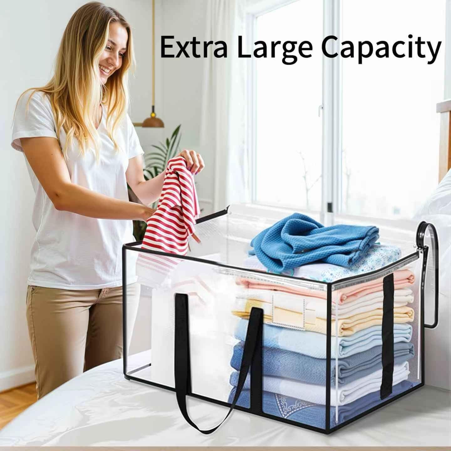 6-Pack Extra Large Heavy Duty Moving Bags, Clear Storage Bins with Tags,