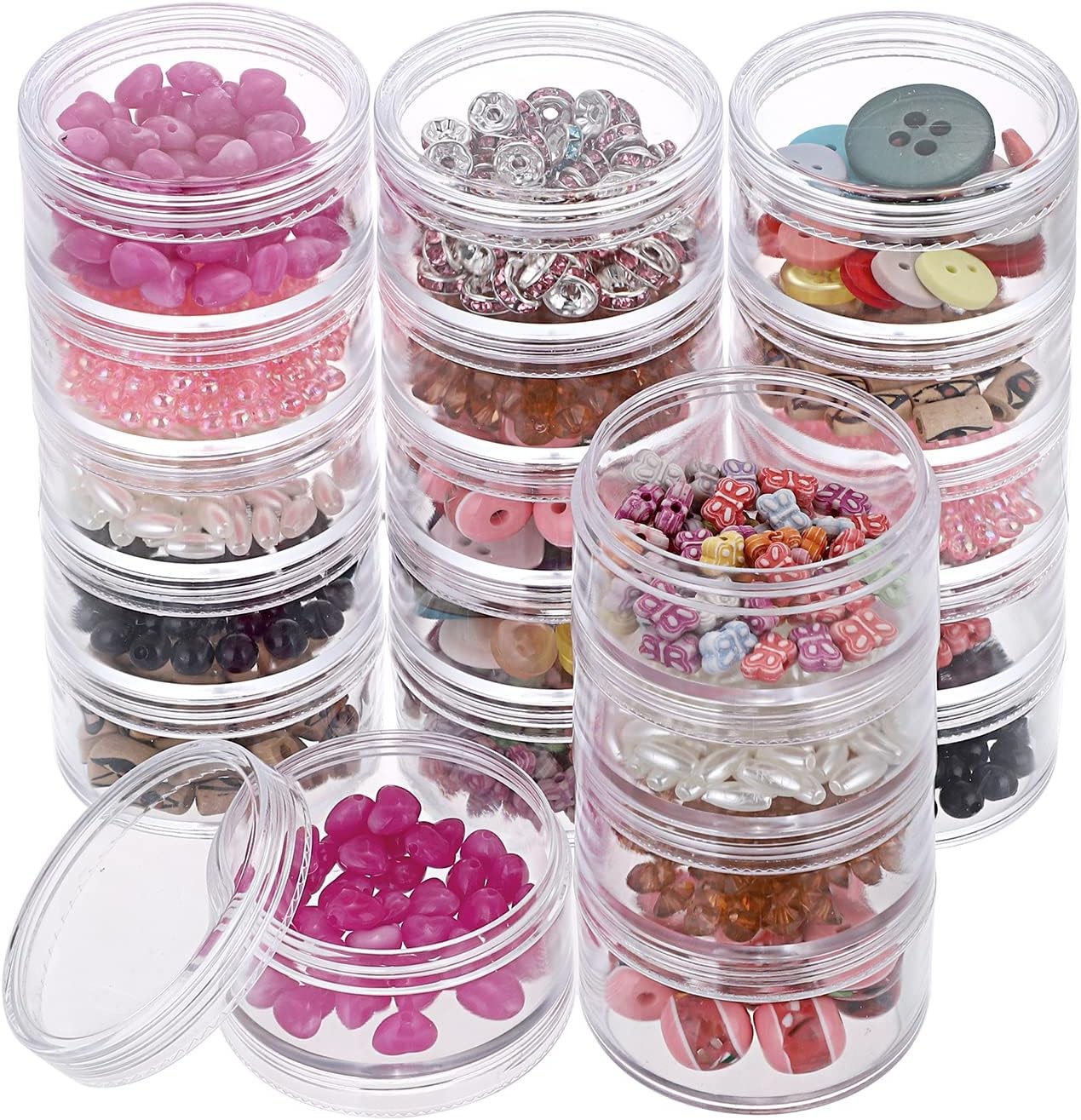 4 Set Stackable Cosmetic Containers with Screw Lids Plastic Sample Jars 30ml