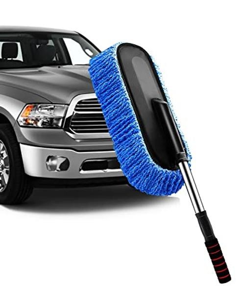 Car Duster Exterior Scratch Free Microfiber Car Cleaning Brush, 1 Pack Blue