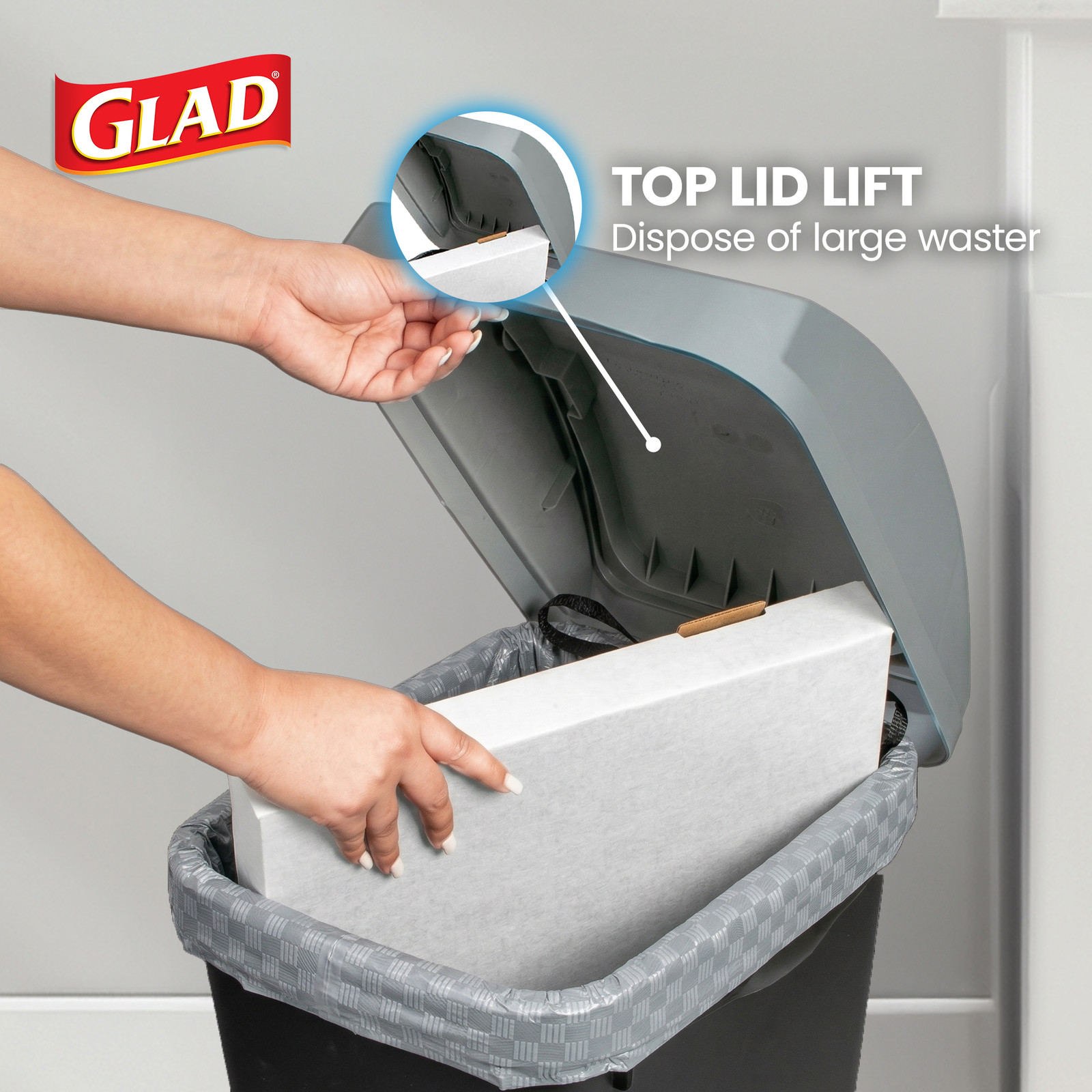 Glad Link & Sort 3-Piece Waste and Recycling Bin with Lid Set, 36 Gallon, Black