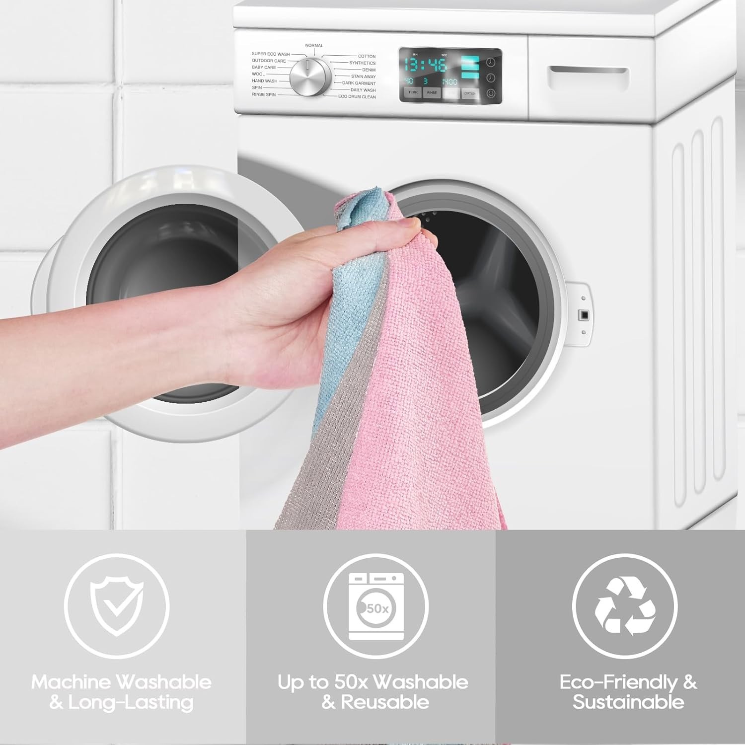 Microfiber Cleaning Cloth Roll 90 Pack, Tear Away Microfiber Towels, 12″ x 12…