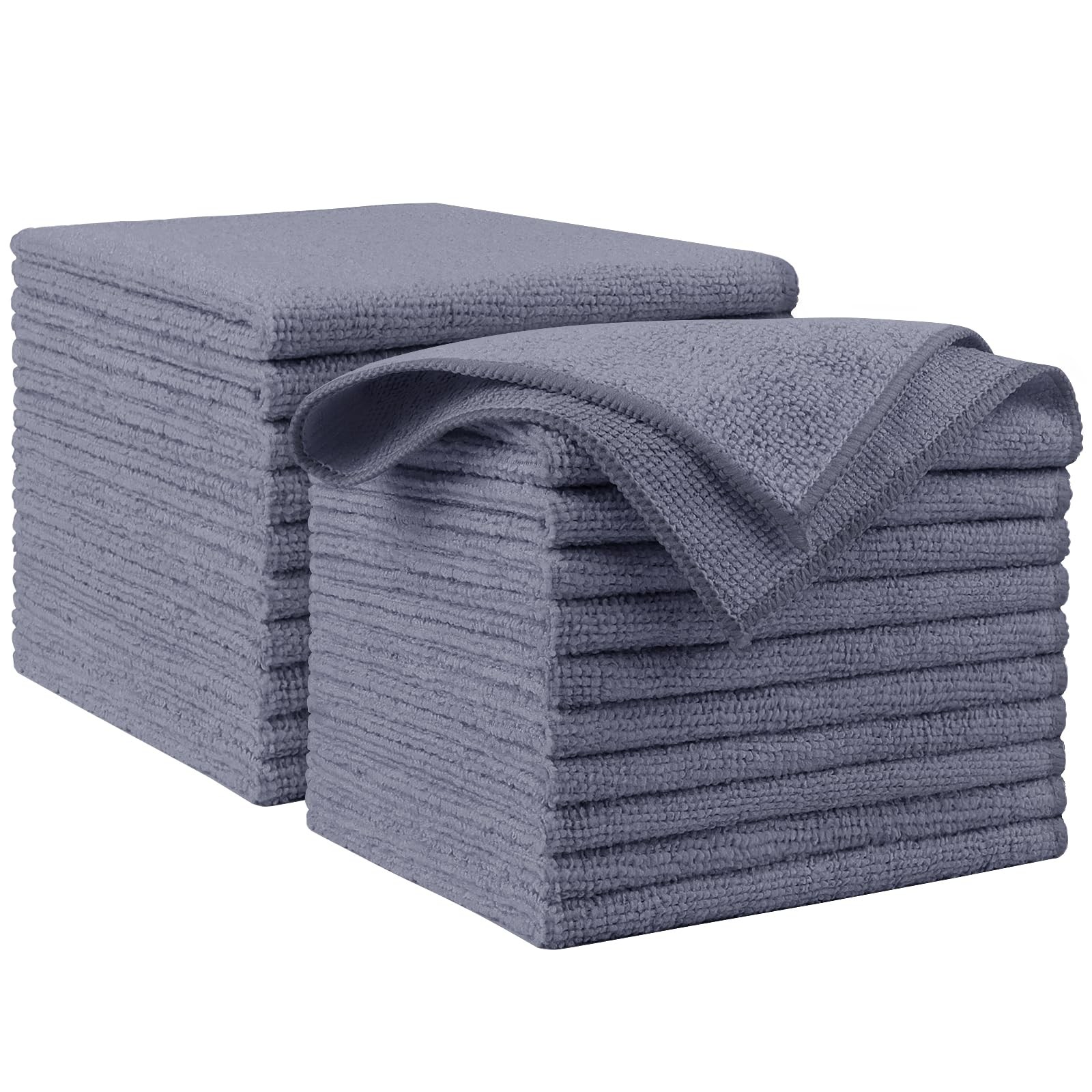 Premium Microfiber Cleaning Cloth Grey 20PK, Micro Fiber Cloths, Dusting Cloths