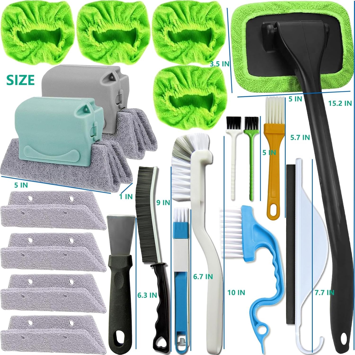 20Pcs Window Cleaning Kit, Household Cleaning Tools with Squeegee, Brushes,