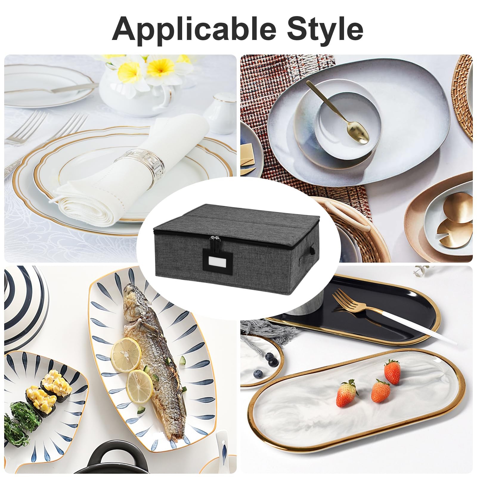 Gowee China Storage Containers, Platter 17″ x 13″ x 6″ 1 Pack, Black