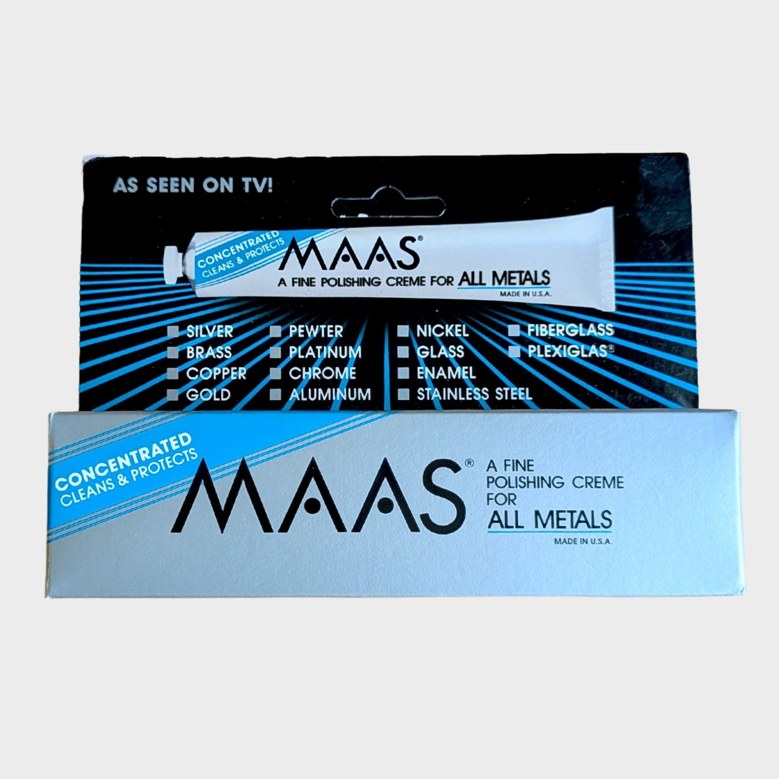 MAAS Metal Polish Concentrated Creme 2 oz Tube Clean Protects Made In USA Used