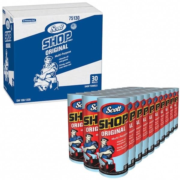Kimberly-Clark 75130 SCOTT Shop Towel Roll, 55 55 Count (Pack of 1), Blue