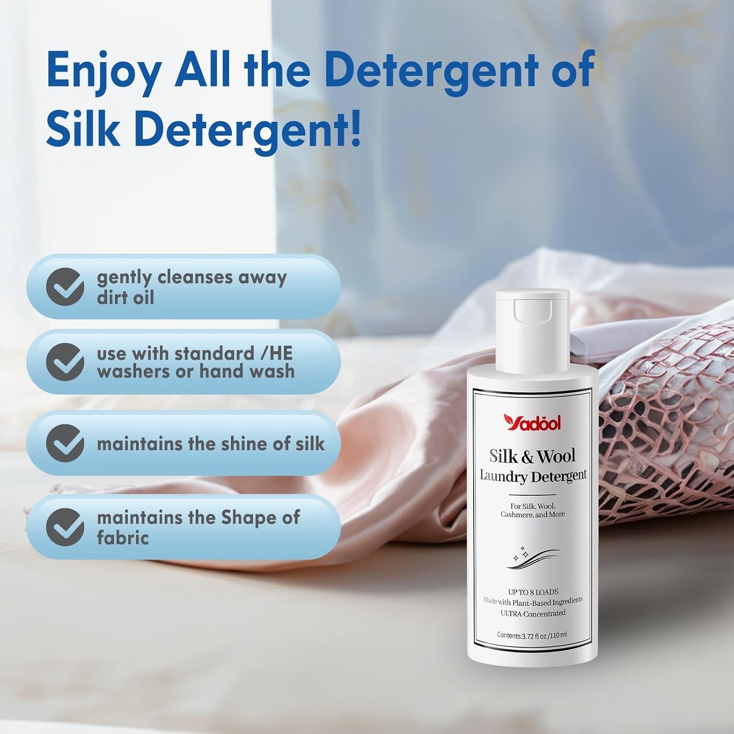 Silk Wool Laundry Detergent Plant-Based Gentle Wash for Fine Fabrics 3.72oz