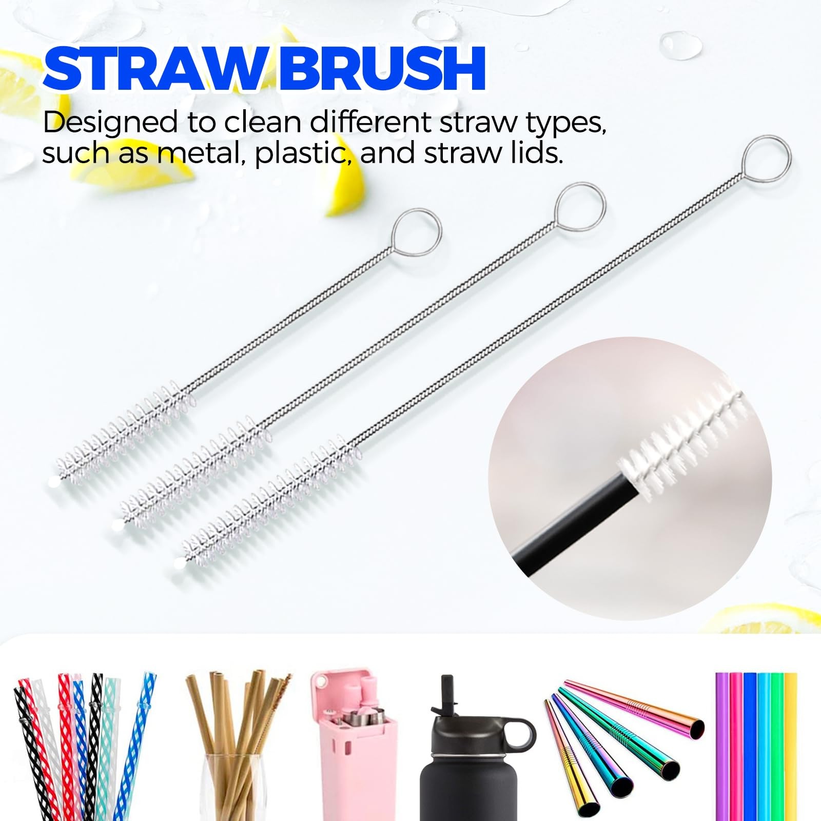 Holikme 6 Pack Dish Brush Set with Bottle Brush, Scrub 6 Pack, Gray