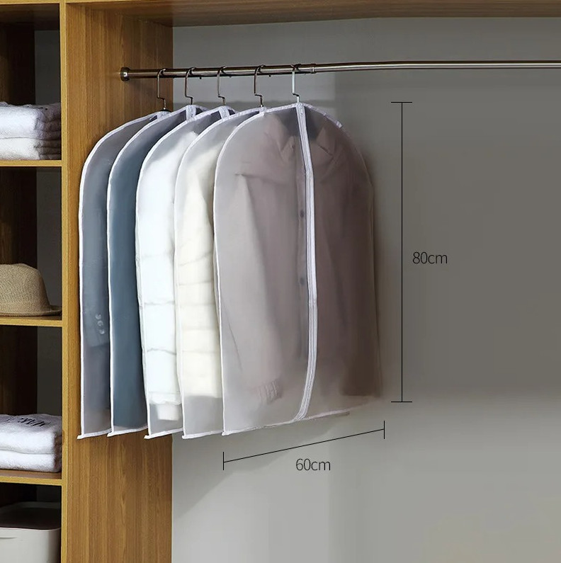 3 pcs Transparent Garment Dust Cover with Zipper for Dresses Suits Coats Storage