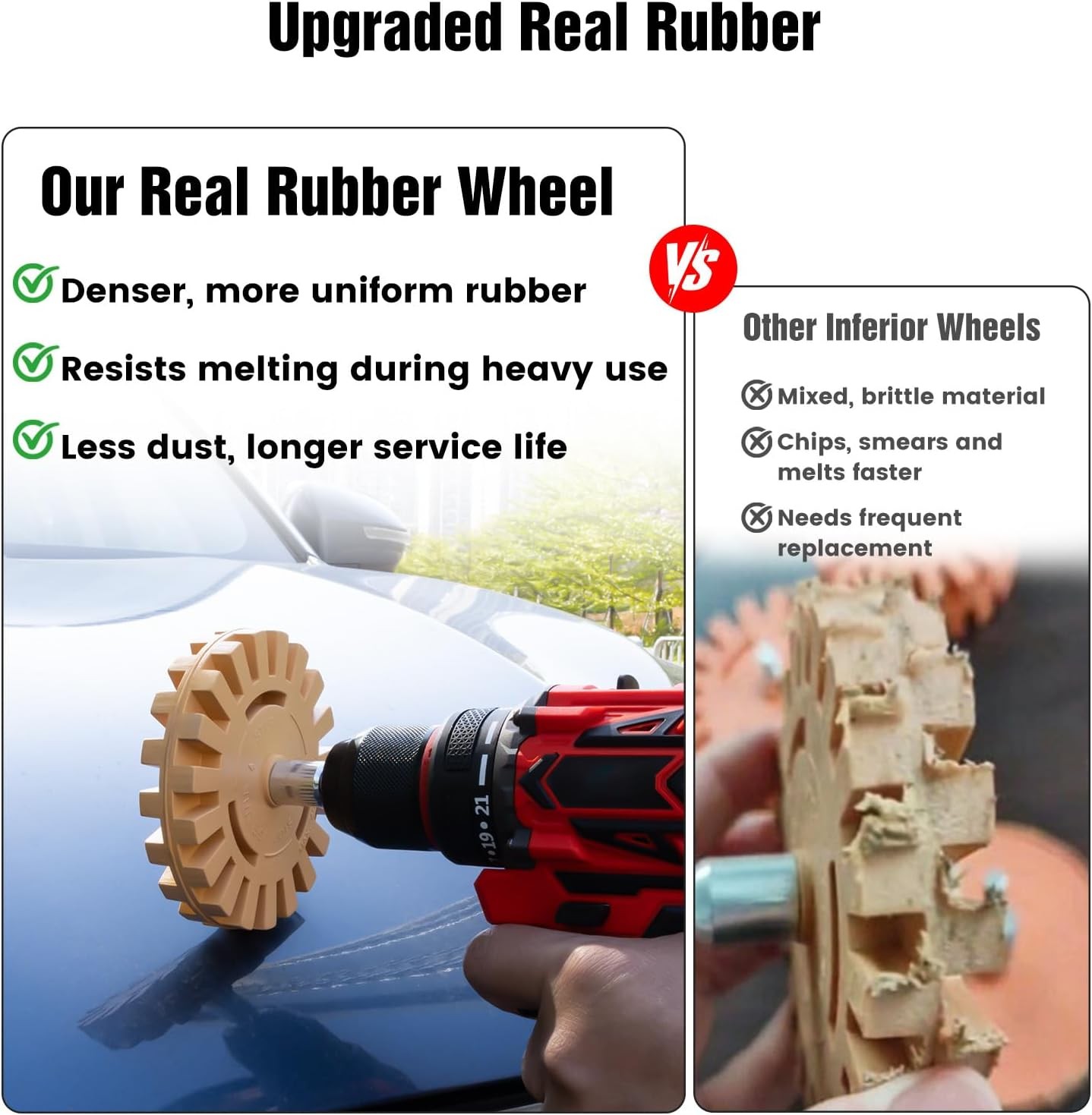 Eraser Wheel Decal Remover Tool Kit with Drill Adapters Razor Scrapers for Cars