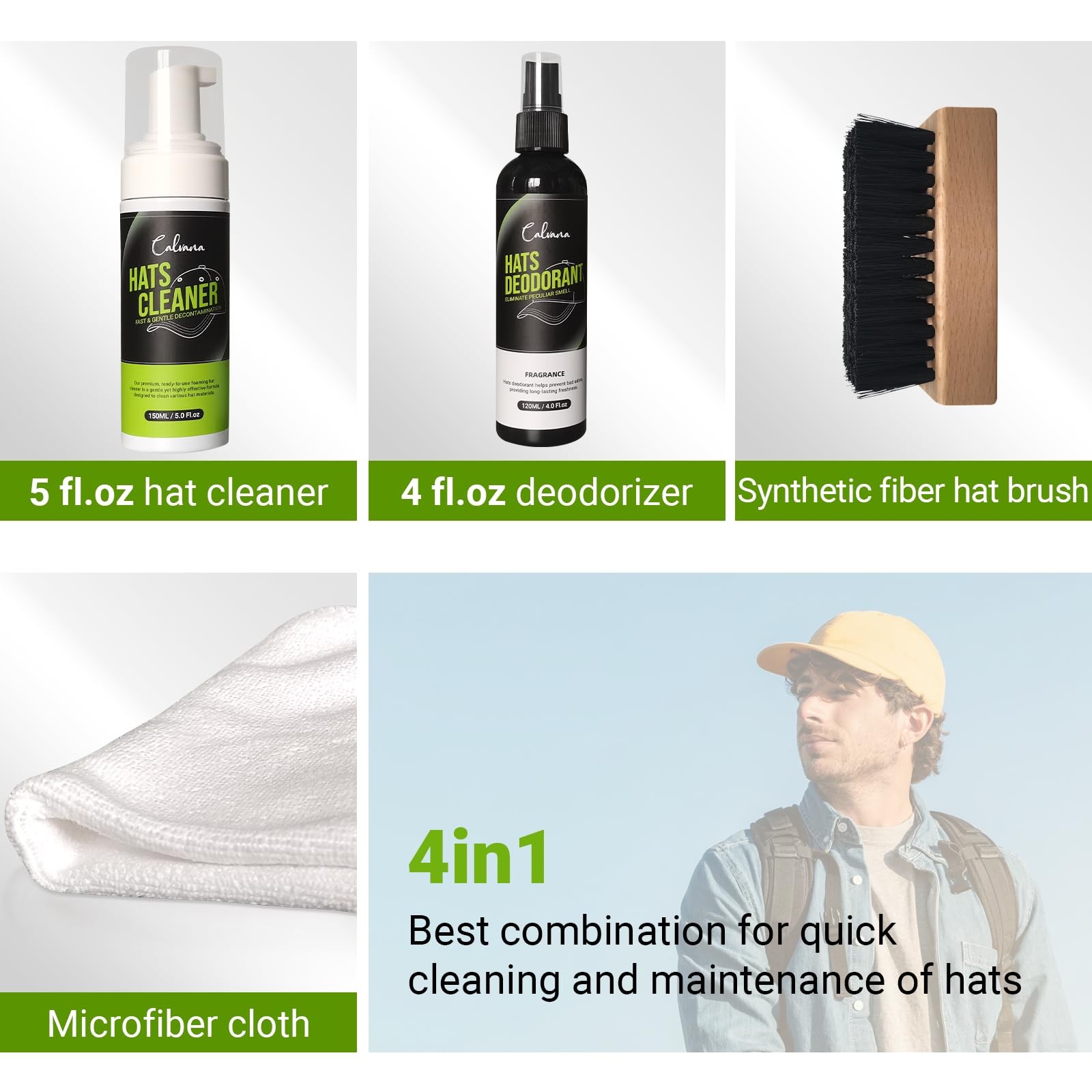 4-In-1 Professional Hat Cleaning Kit, Quick-Drying Cap Saver Cleaner, for Bas