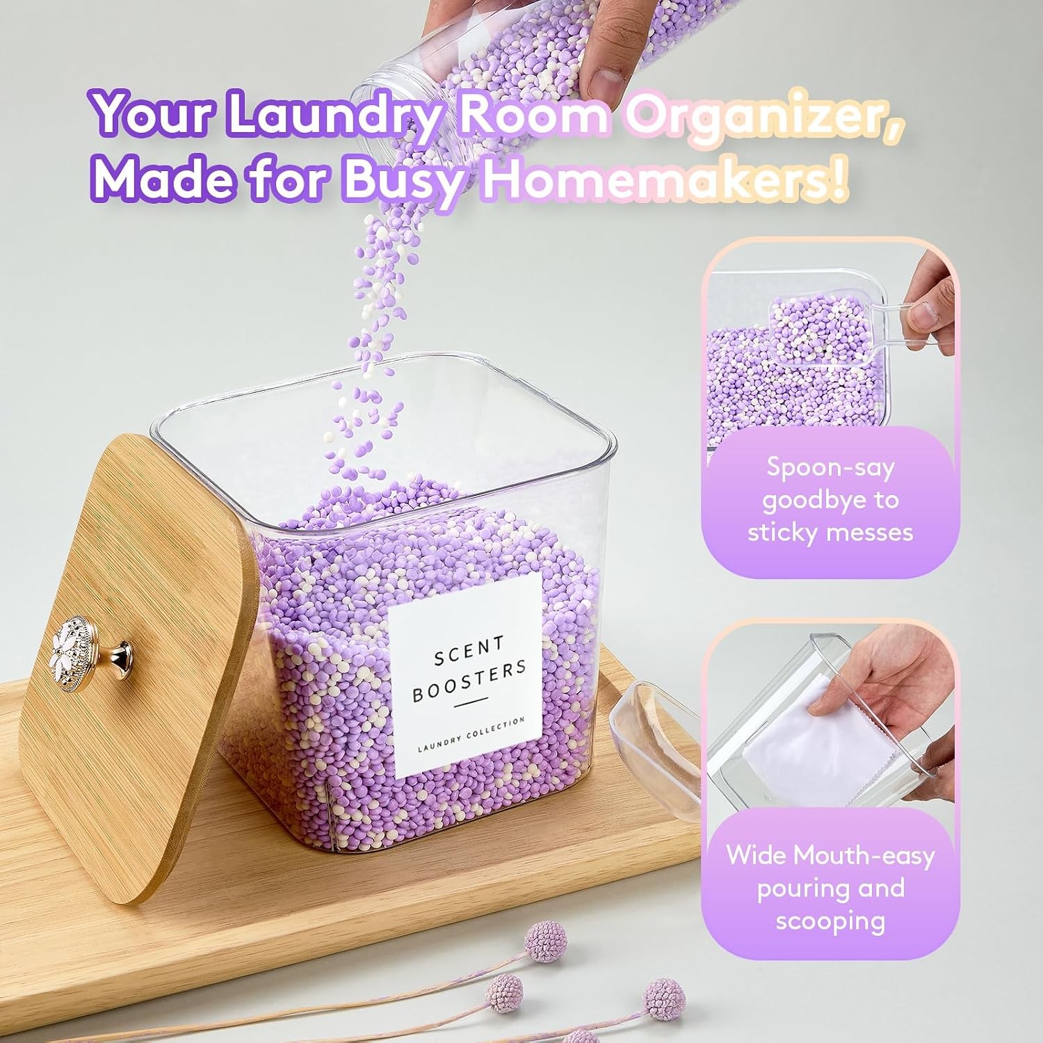3 Pack Laundry Pod Containers and Dryer Sheet Holder, Laundry Room Organization