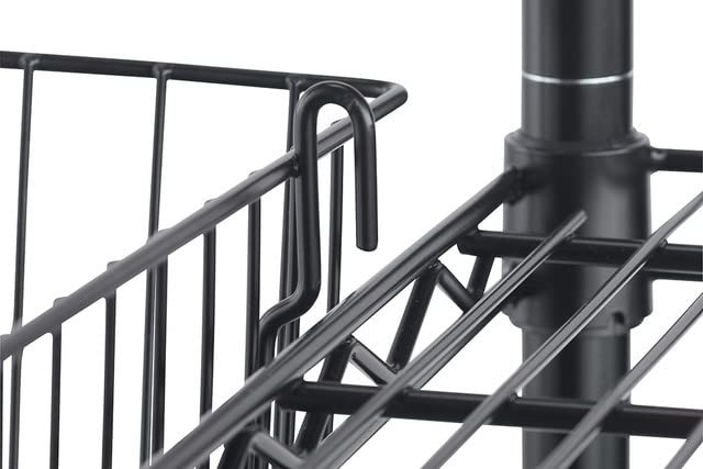 TRINITY 15-Inch Metal Hanging Basket to Use With Shelf Units 15 Inches, Black
