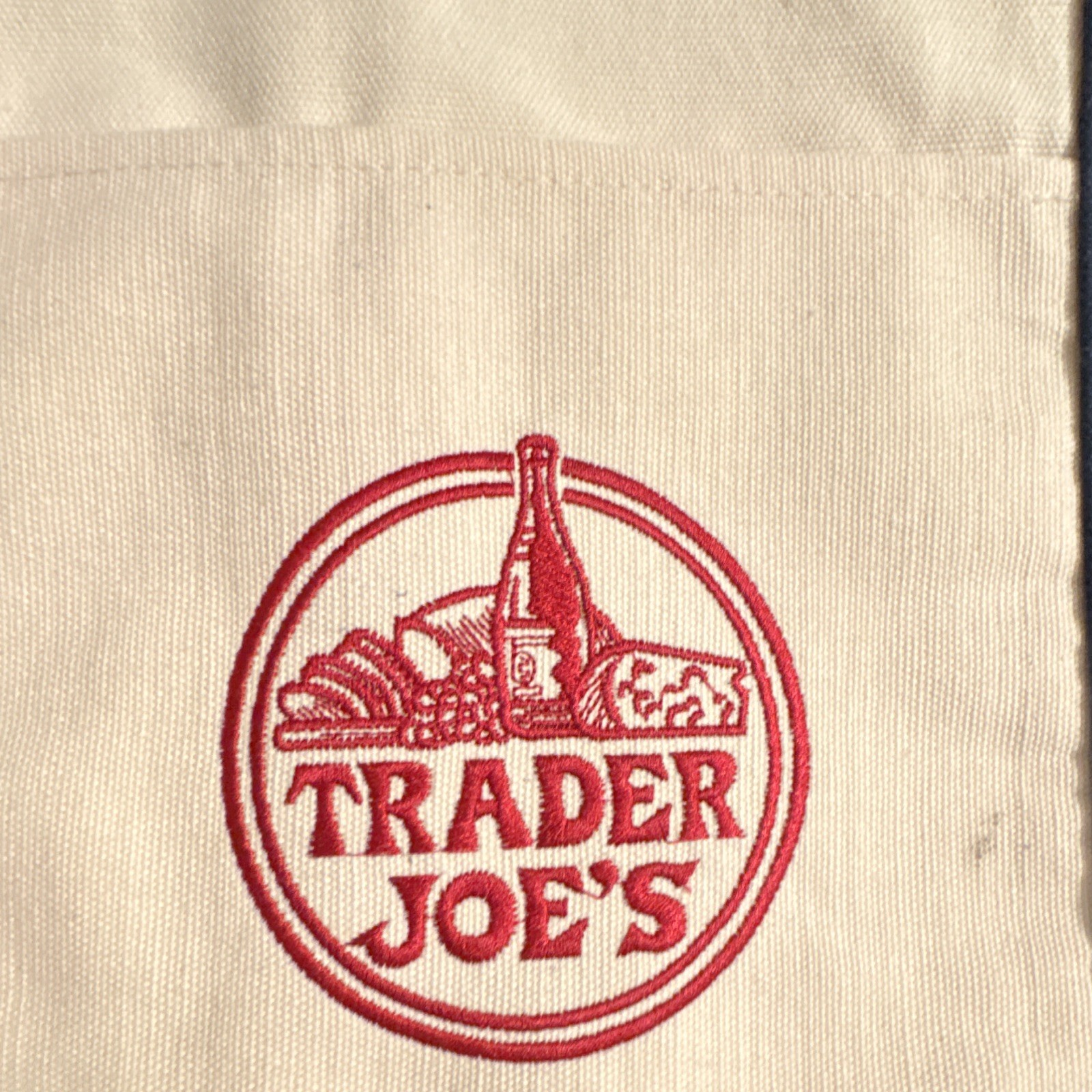 Trader Joe’s Reusable Logo Tote Bag White/Blue Cotton-Poly 20x14x6 in