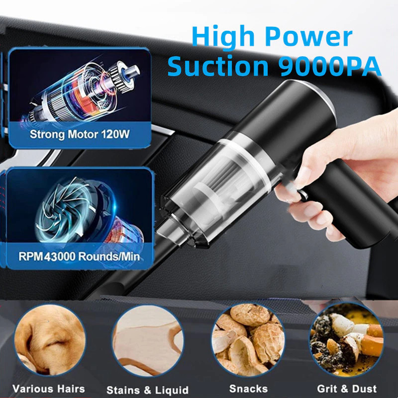 Vacuum Cleaner Blower Suction Washable HEPA Filter Cordless Black 9000PA