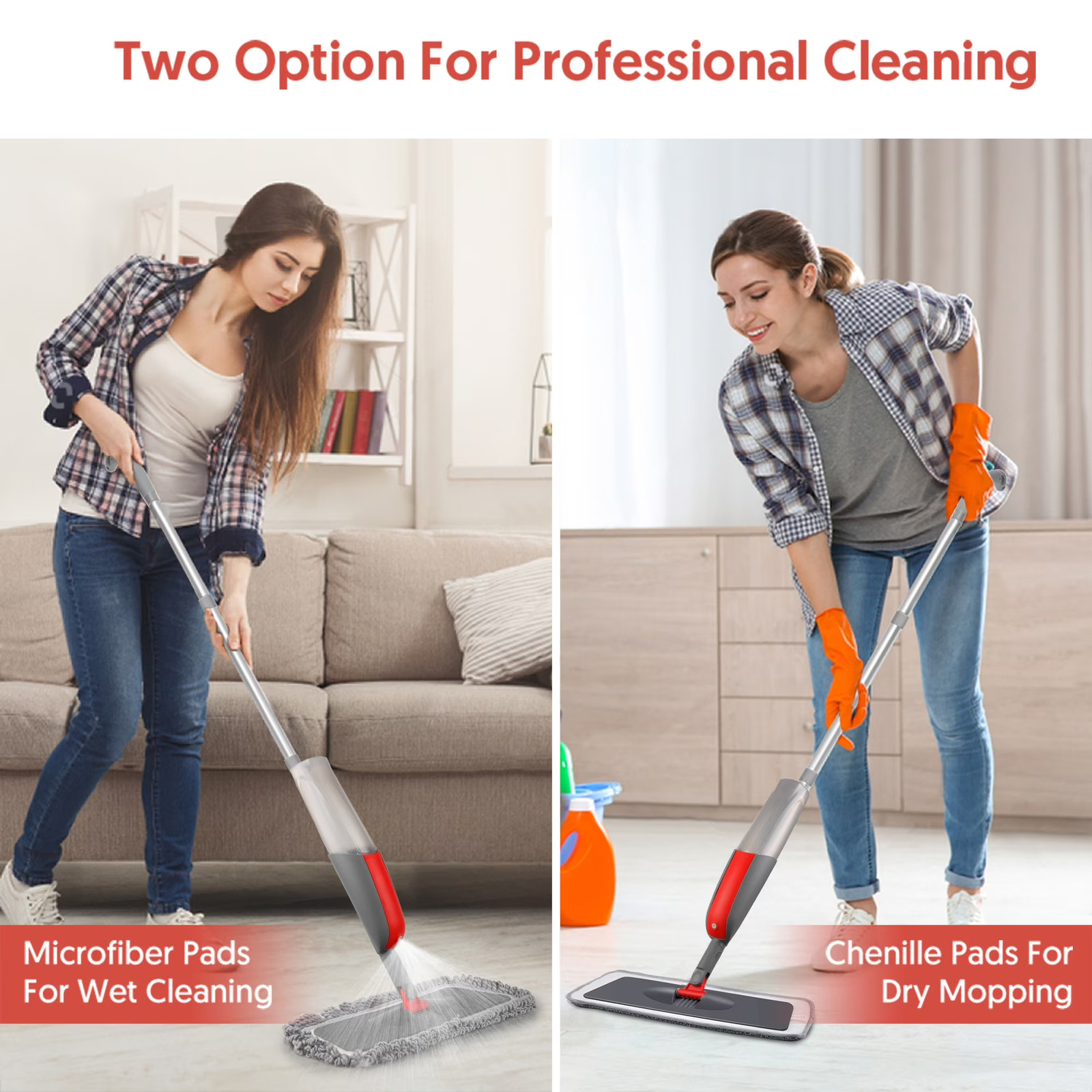 2nd Gen Spray Mop with Extra Thick Pads, 410ML Tank, 360° Rotating