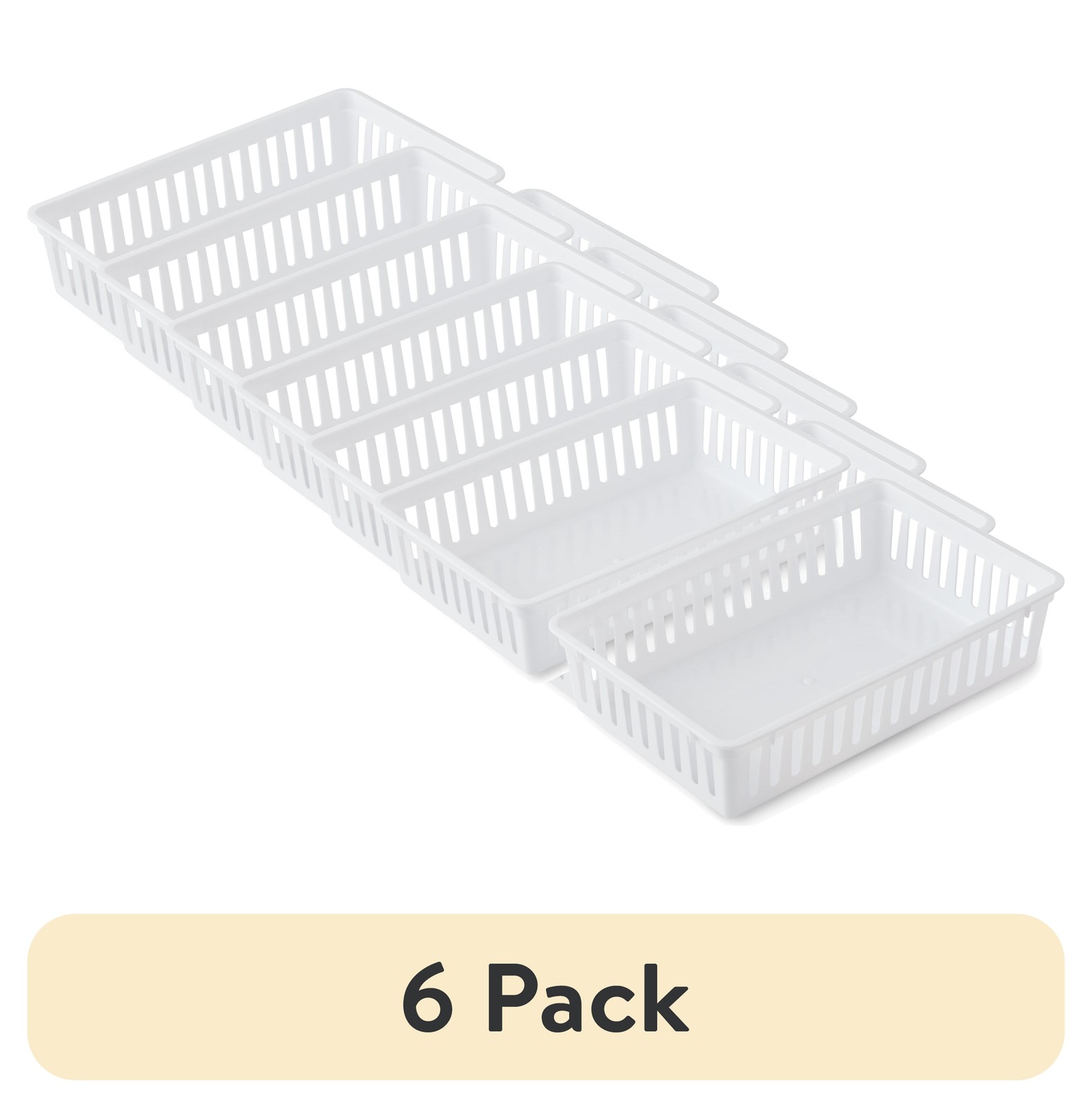 (6 Pack) Mainstays 2-Pack Plastic Drawer Organizer Storage Bin Set, Mini Drawer
