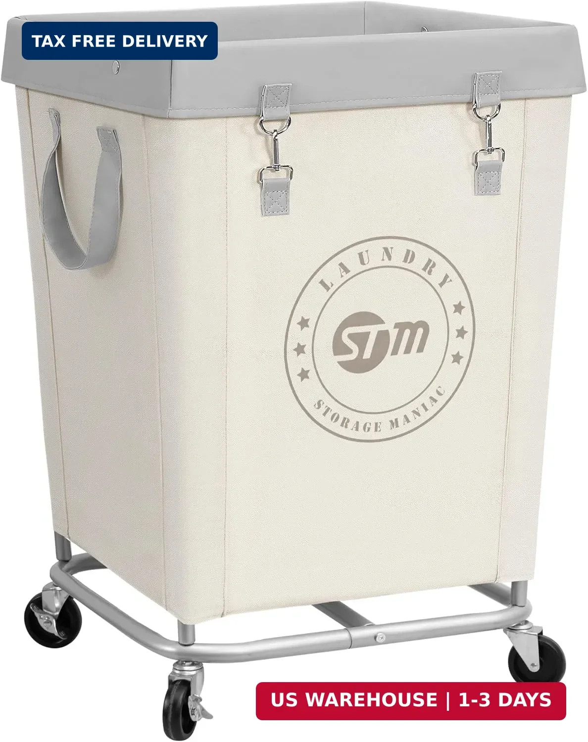 Commercial Laundry Hamper with Heavy Duty Steel Frame, 160 L Industrial Laundry