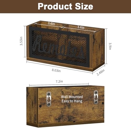 Remote Control Holder Wall Mount, TV Remote Holder for 8.03″x2.48″x3.9″ Brown