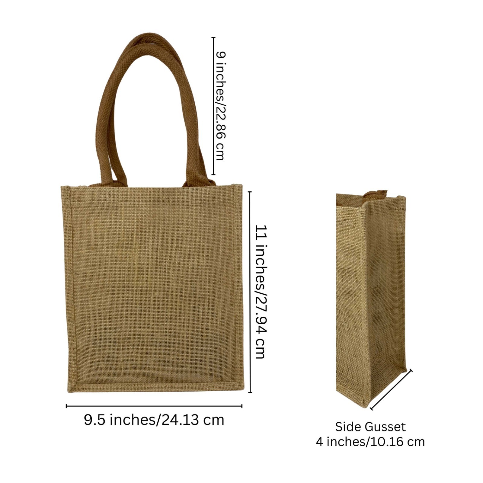 Jute Burlap Tote Bag with Handles (11 x 9.5 in) Lunch DIY Art Blank Beach