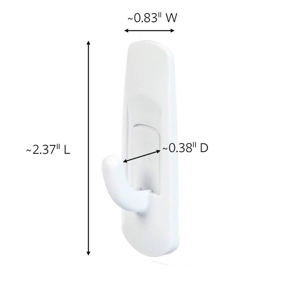 6pk White Adhesive Wall Hooks 1lb, 12 Strips Small Decorative