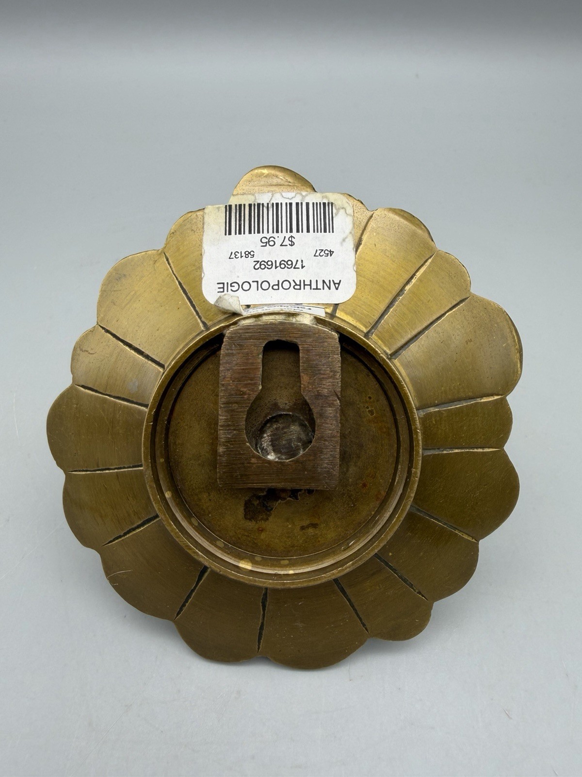 Anthropology Art Nouveau-Style Enamel on Brass Flower Hook