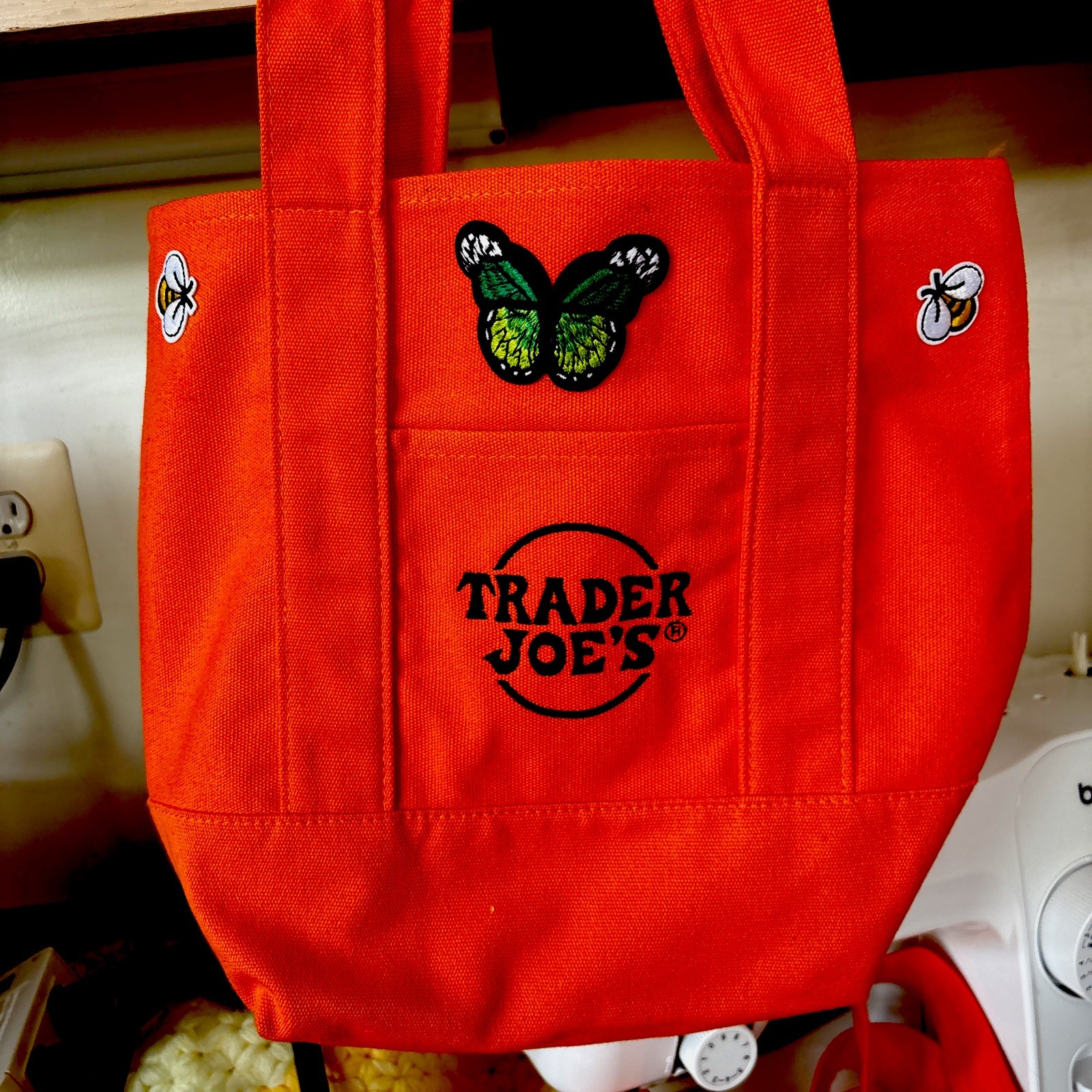 Trader Joe’s One Mini Bag Embroidery 2 Pretty Butterfly 🦋 4 Honeybee 🐝