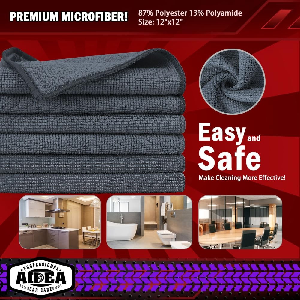 Premium Microfiber Cleaning Cloth Grey 20PK, Micro Fiber Cloths, Dusting Cloths