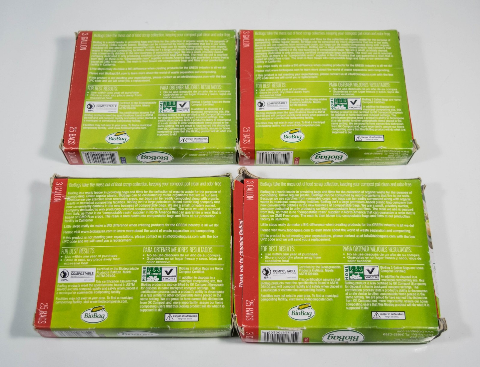 4 BioBag Small 3 Gallon Food Scrap Compostable Made with NON GMO Crops 100 Bags