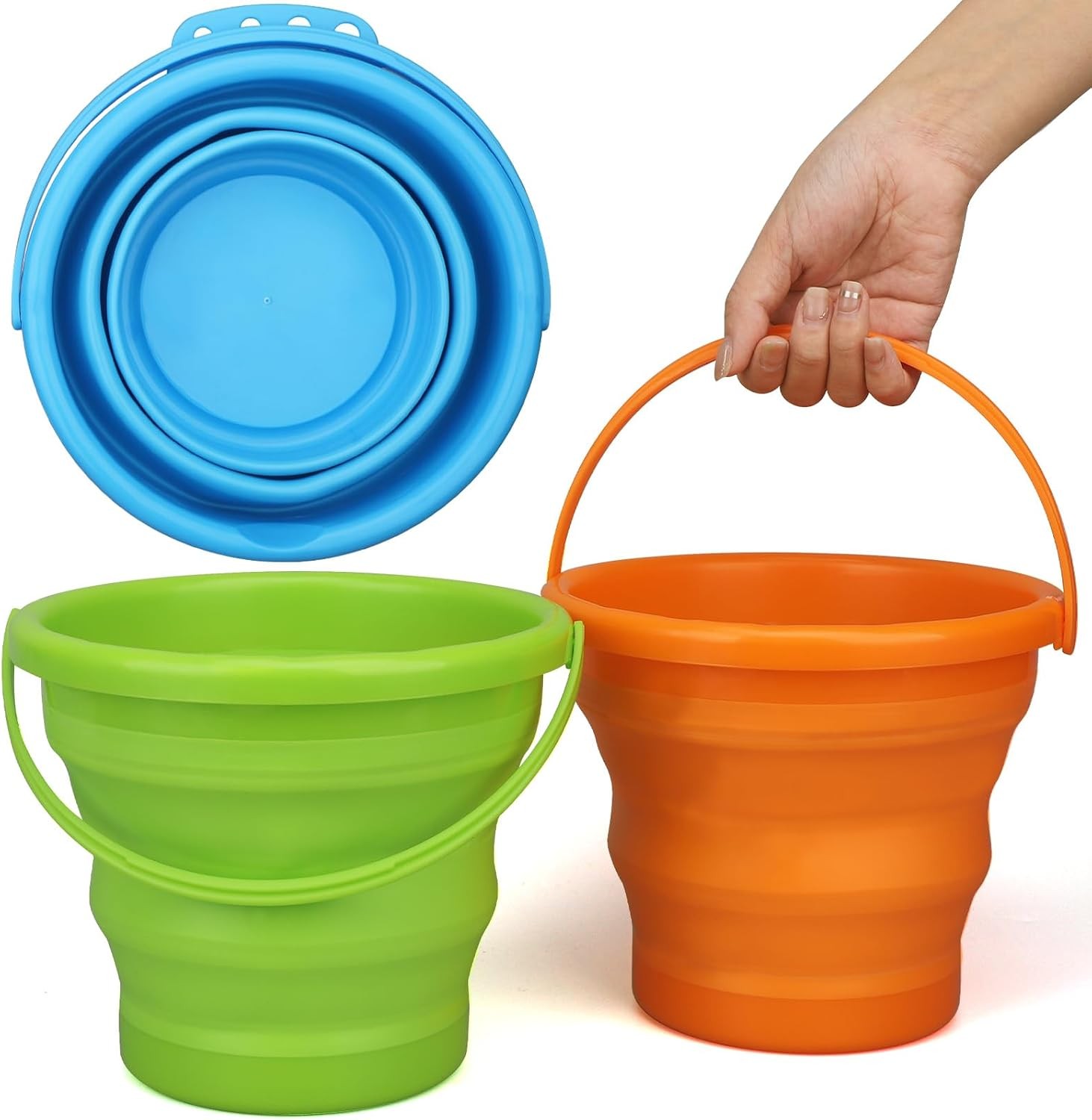 Foldable Beach Sand Toy Bucket for Kids Adults, Jumbo Collapsible Sandbox