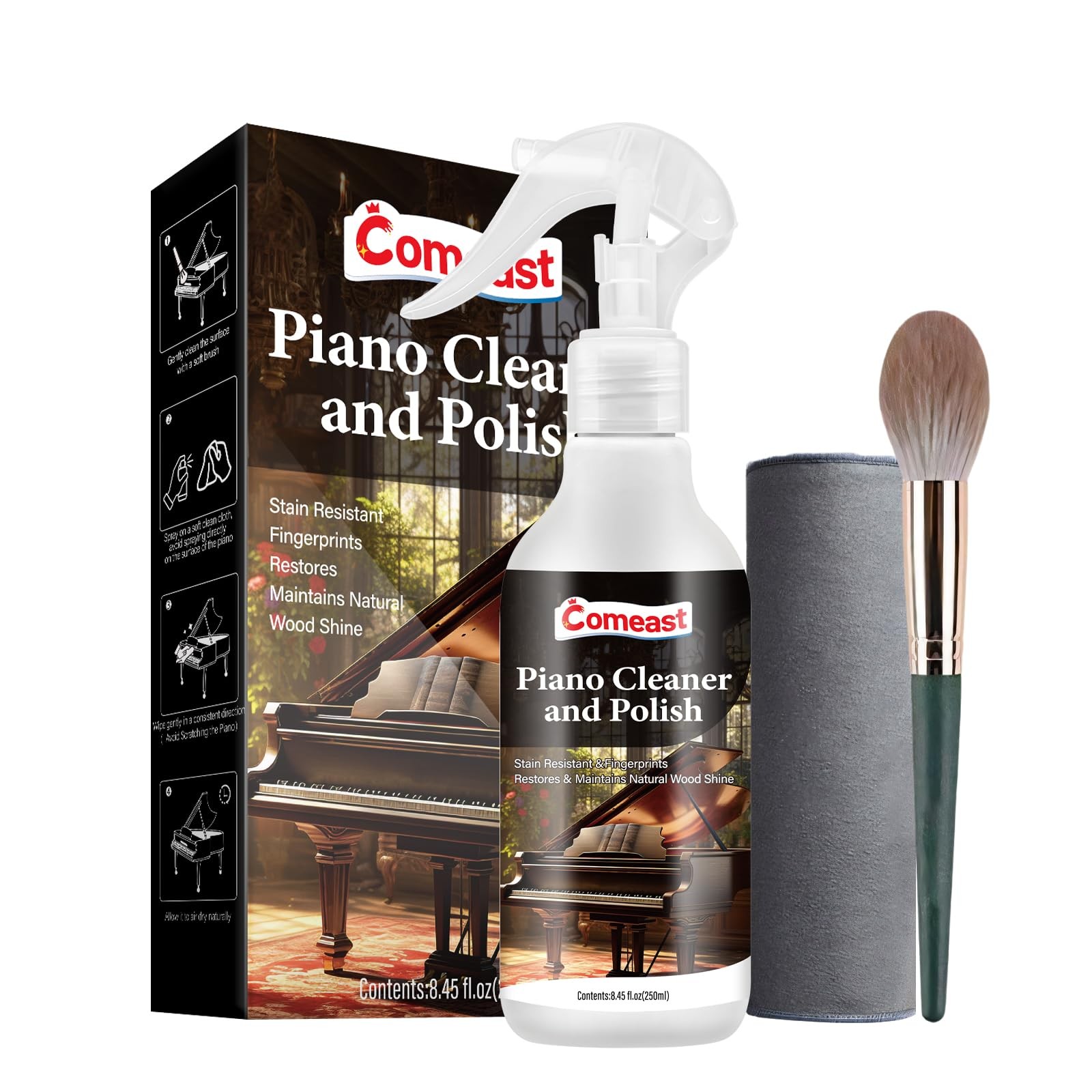 Piano Cleaner and Polish, Clean, Wax and Protect Glossy All in One Bottle Res…