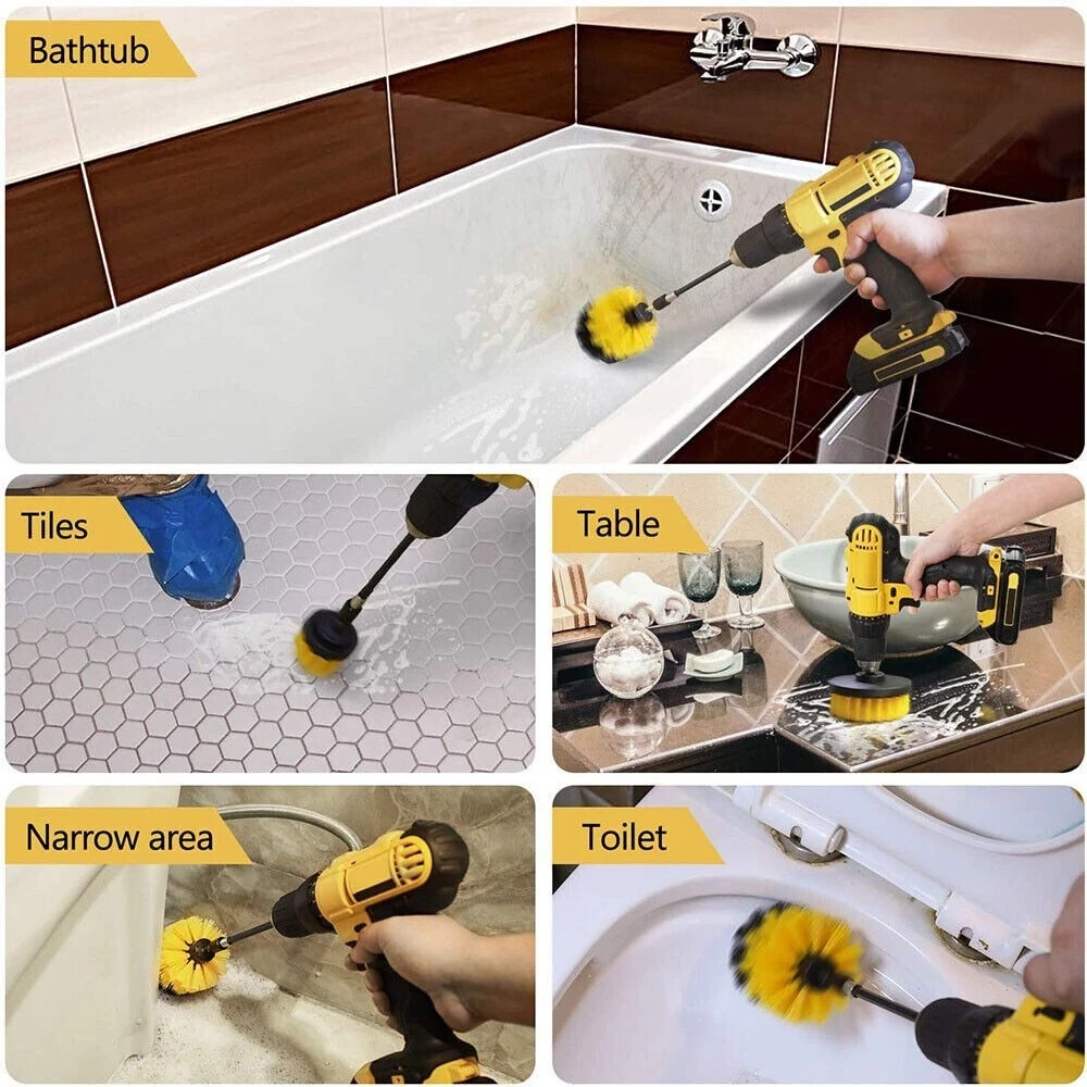 Drill Brush Set Power Scrubber Drill Attachments For Carpet Tile Grout Cleaning