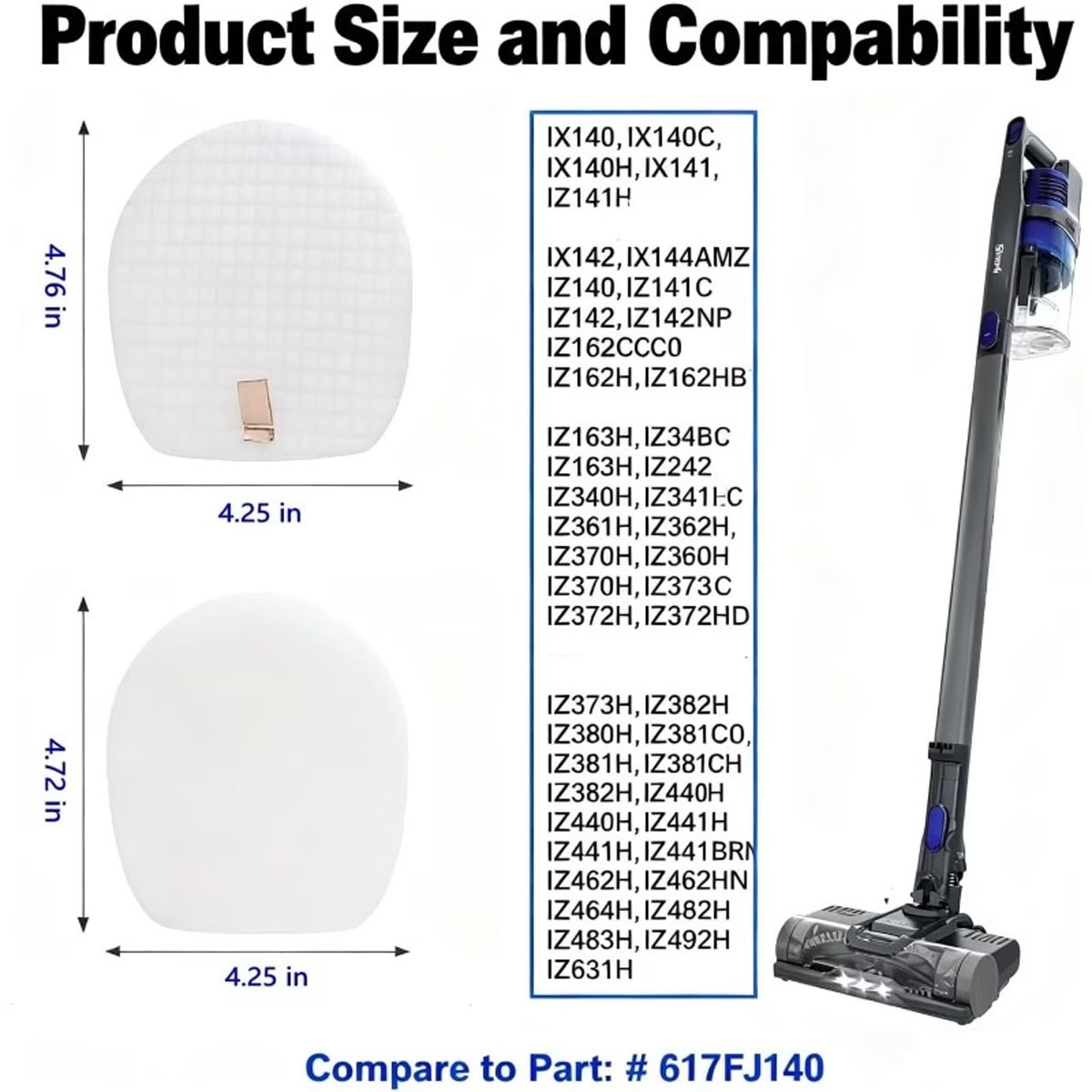 IX140 IX141 IX142 Filters, Vacuum Filters for Shark Rocket Pet Pro IZ140 IZ140C