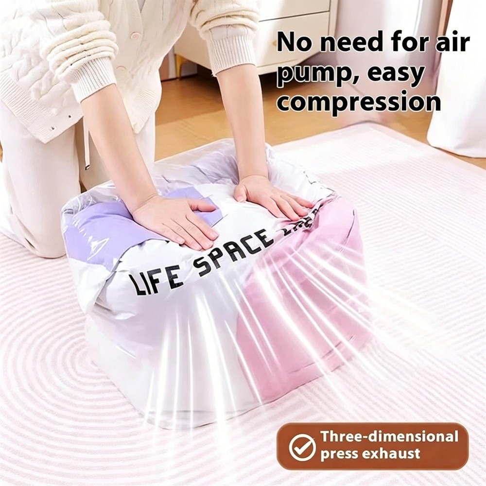 No‑pump Vacuum Storage Bags – Press & Seal,Reusable Space Saving Compression Bag