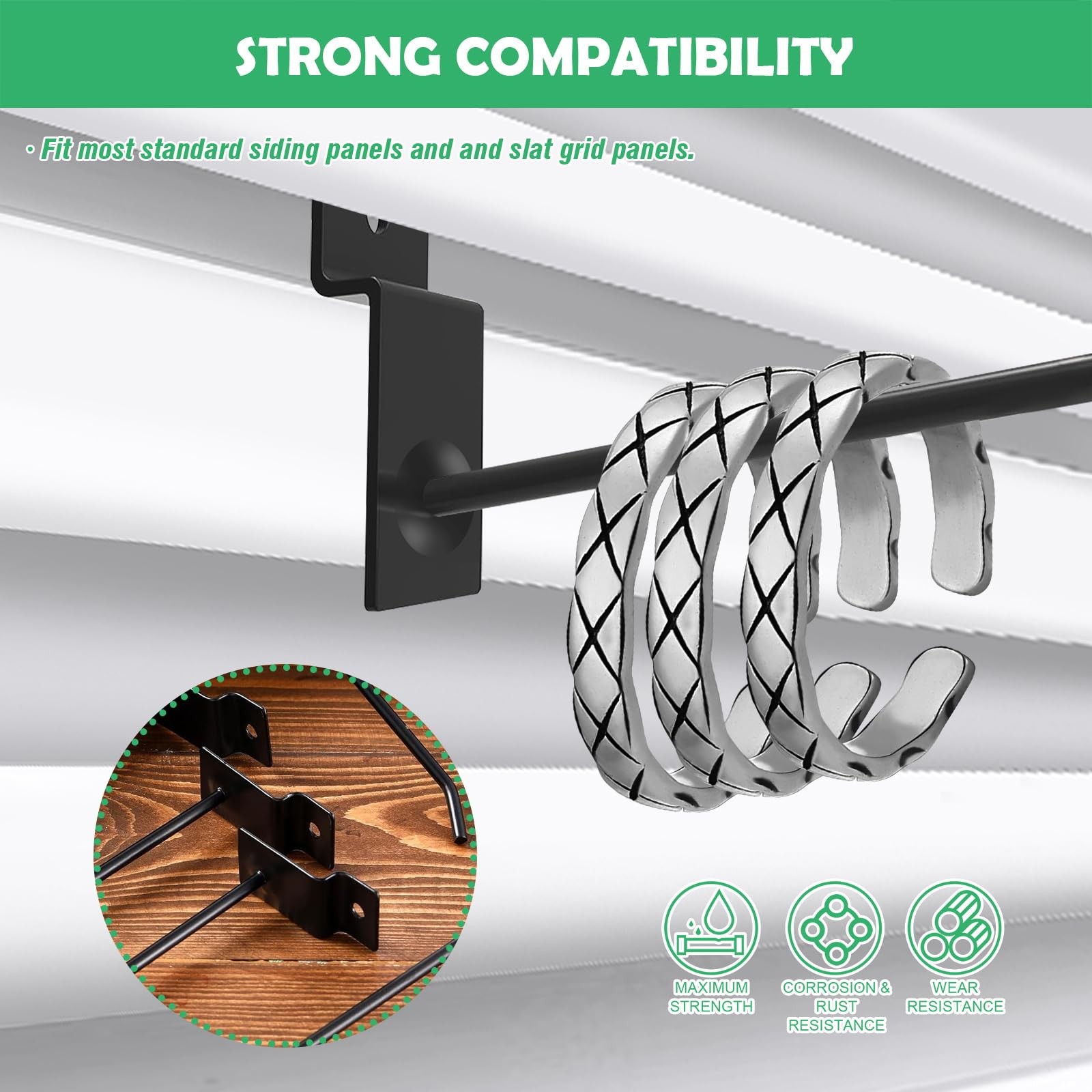 100 PCS 6 Inch/15cm Heavy Duty Slat Wall Display Hooks Black Pegboard Pegs