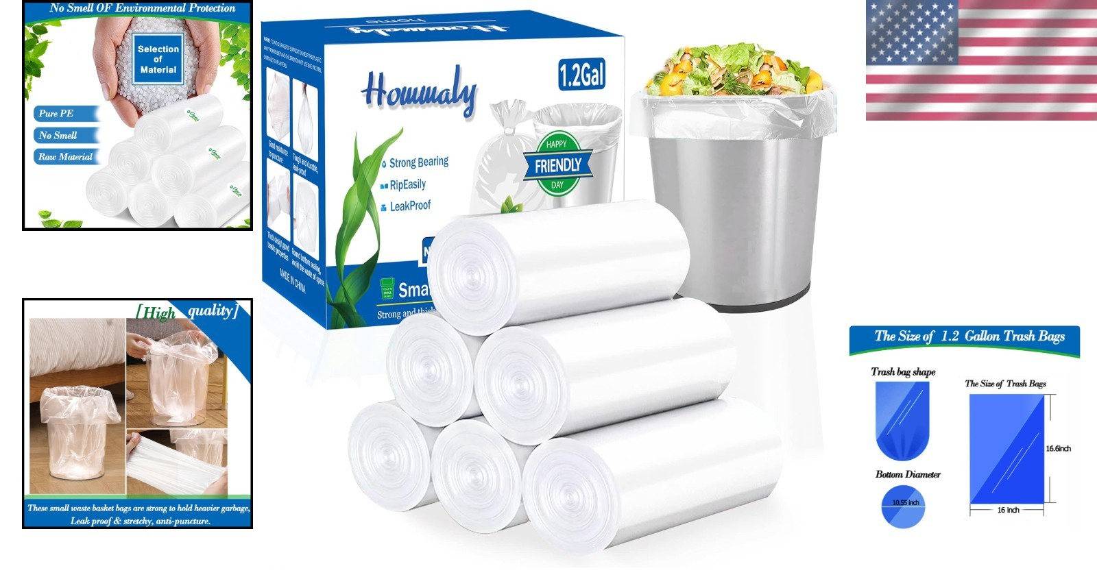 300 Count Extra Strong 1.2 Gal Trash Bags – Fresh Scented & Eco-Friendly