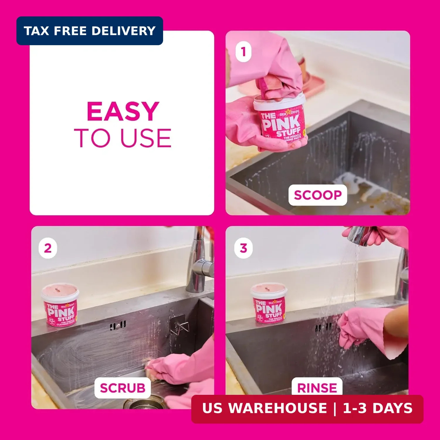 Stardrops The Pink Stuff Cleaning Paste 500g, Multi Purpose Cleaner for Kitchen,