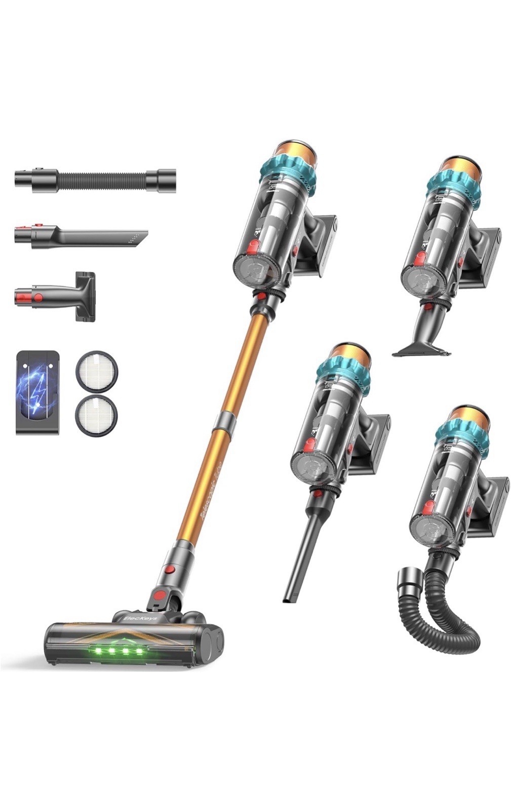Cordless Vacuum Cleaner, 600W 50KPA 70Mins Vacuum Cleaners for Home, Self-Sta…