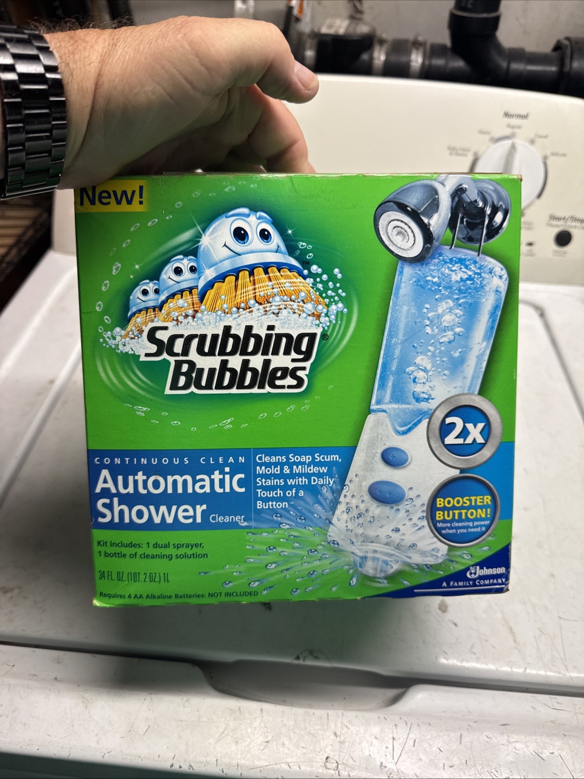 Scrubbing Bubbles Automatic Shower Cleaner Kit Missing 1 Refill. Opened Box