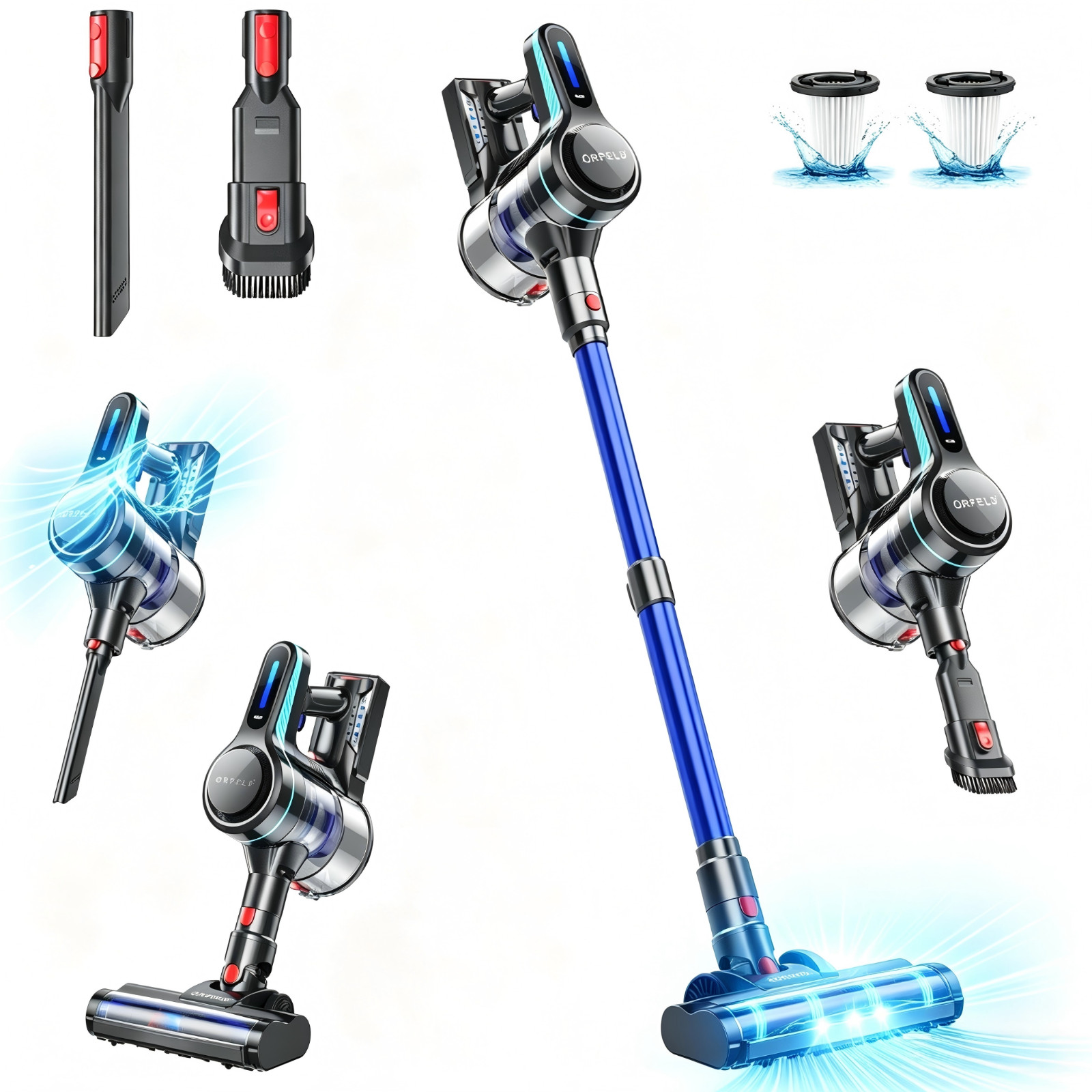 Cordless Vacuum Cleaner 55KPA 1.5L Lightweight Stick for Hardwood Floor Carpet