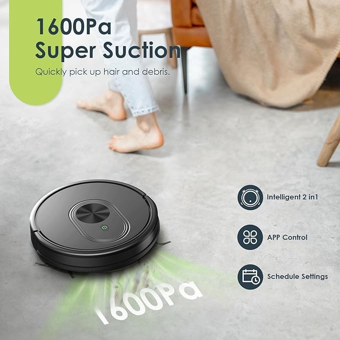 XIEBro Robot Vacuum Mop Combo 3 in 1 Robotic Vacuum No Accessories HR101 – BLACK