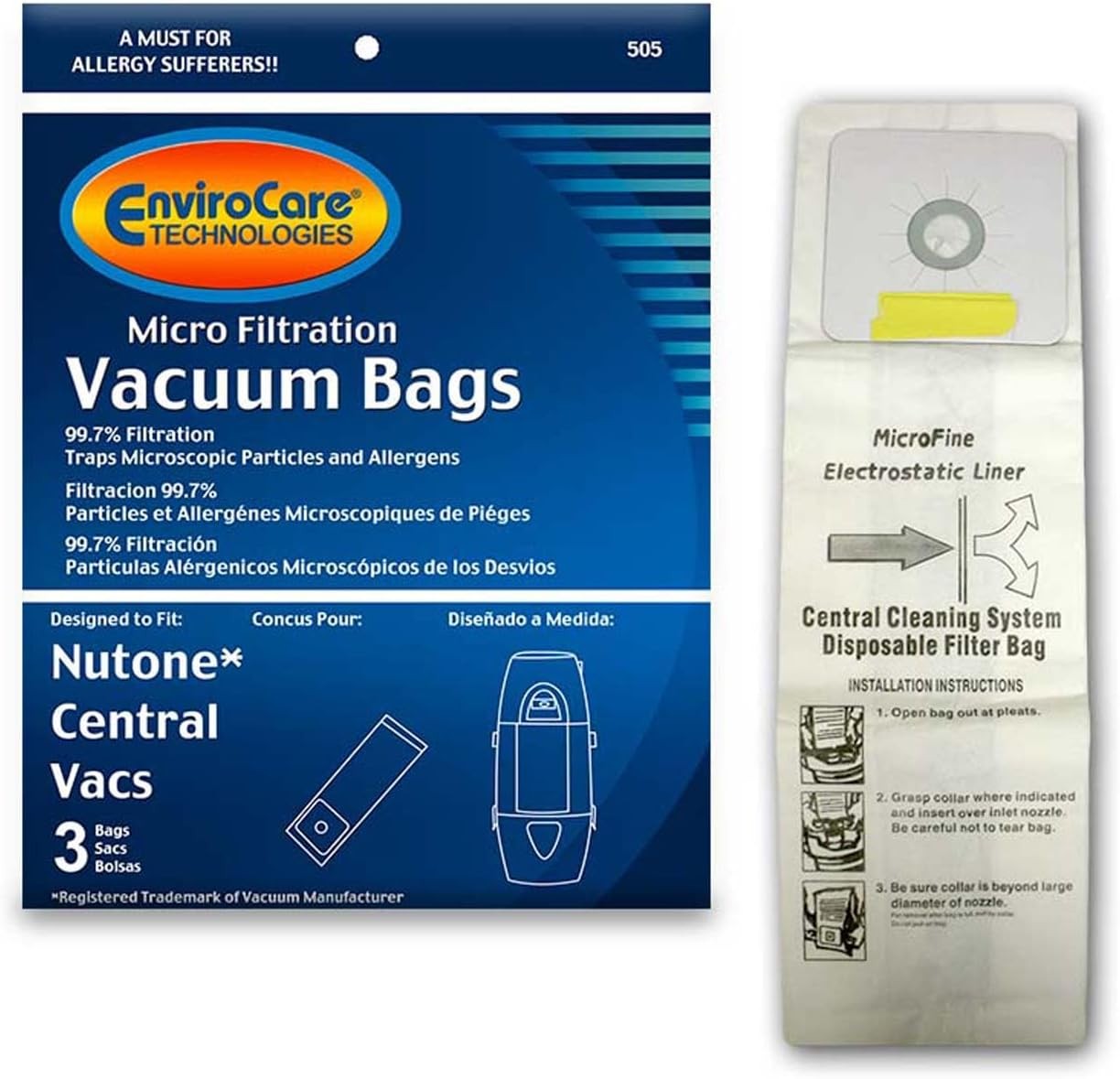 3 Pack Nutone Microfiltration Central Vacuum Cleaner