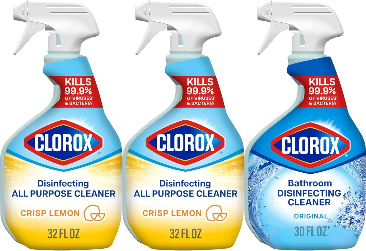 Clorox Disinfecting All-Purpose Cleaner Spray Crisp Lemon Bleach-Free 32 Oz 3pck