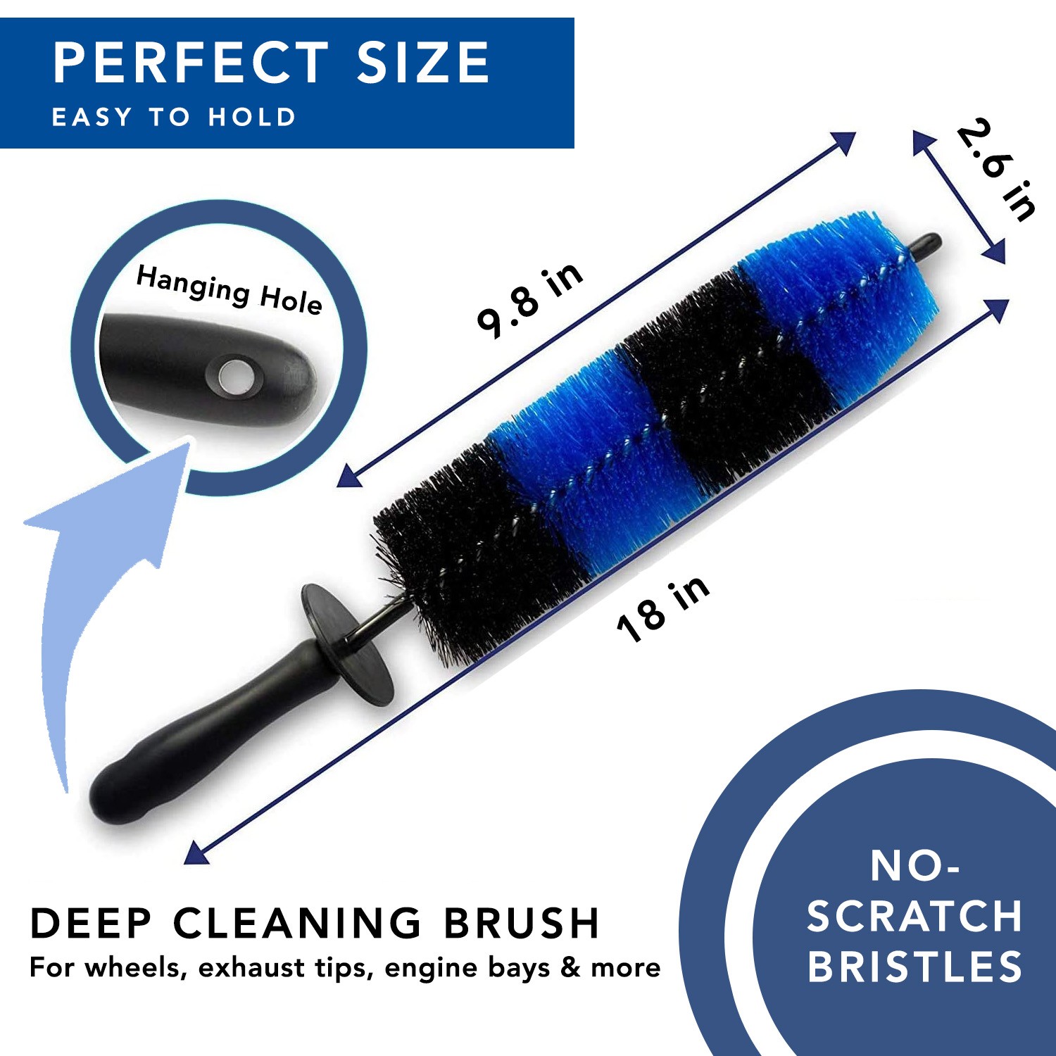 MaximalPower 18’’ Wheel Brush for Car Wheel Rim Detailing Brush Car Barrel Tire