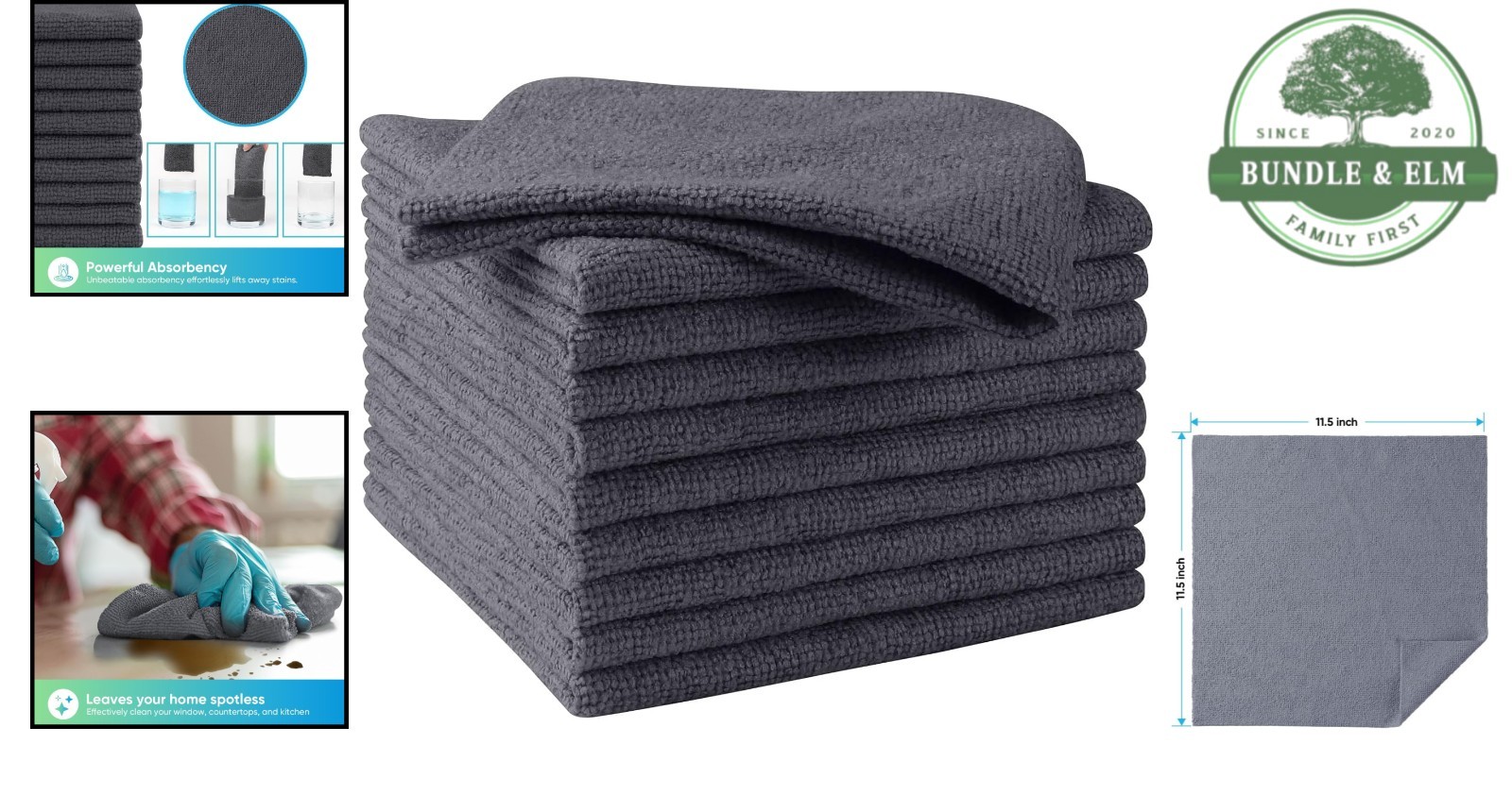 Super Absorbent Microfiber Cleaning Rags, 10 Count for Home and Vehicle Cleaning