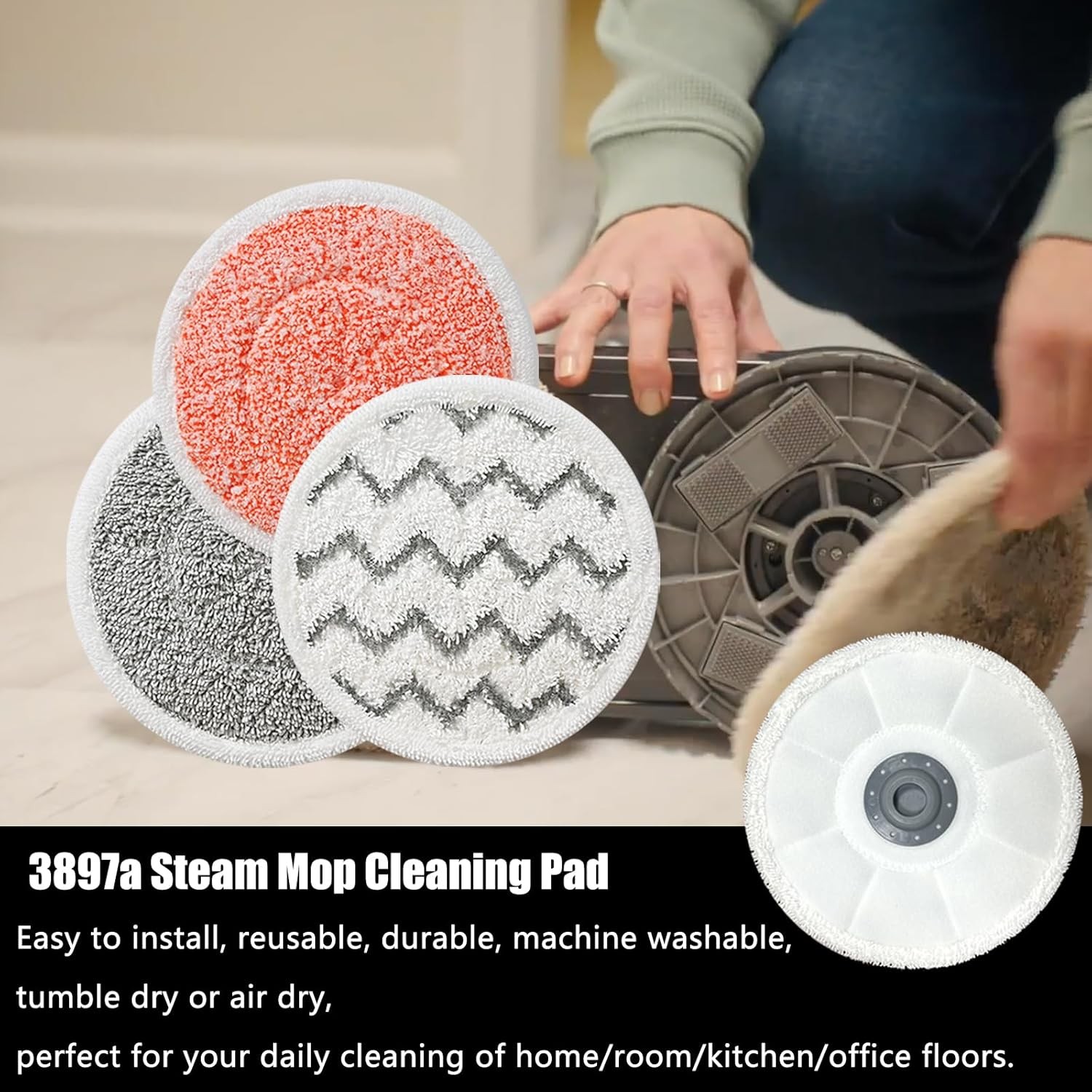 Rotating mop replacement pads, 12-pack.